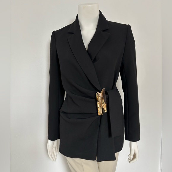 Zara Jackets & Blazers - Zara Black Wrap Blazer with Gold Accent Buckle